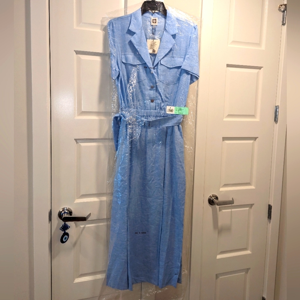 Maxi lenine shirt dress